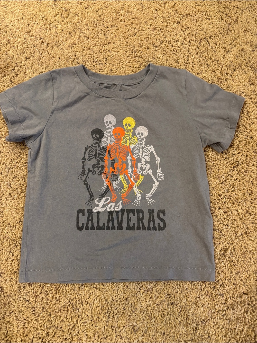 Peek Gray Tee with Colorful Skeleton 'Las Calaveras' Graphic